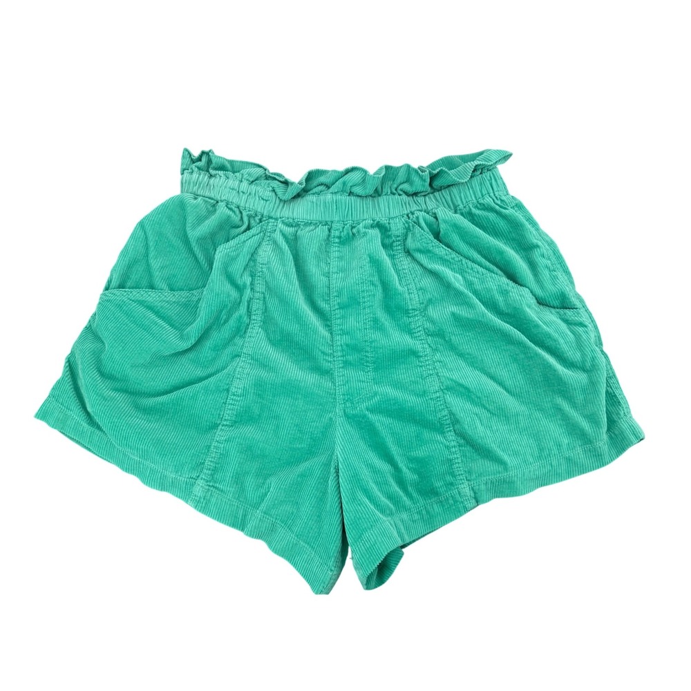 Free People At First Sight Cord Shorts Sz‎ Medium Emerald Green Paperbag Waist